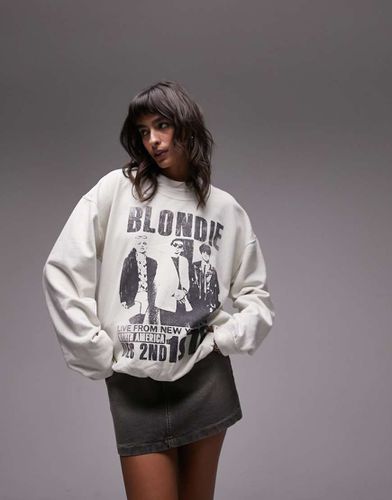 Sweat oversize avec imprimé Blondie sous licence - Écru délavé - Topshop - Modalova