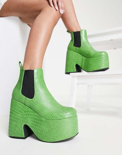 Bottes à semelle plateforme compensée - croco - Tammy Girl - Modalova