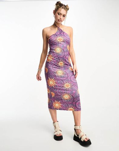 Robe longueur mollet à dos nu avec lien à l'encolure et imprimé soleil - Tammy Girl - Modalova