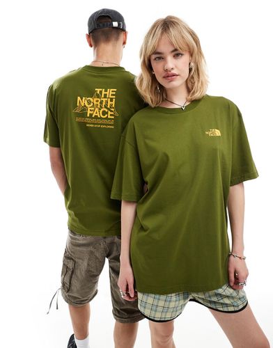 T-shirt oversize avec imprimé dessin montagne au dos - Kaki - The North Face - Modalova