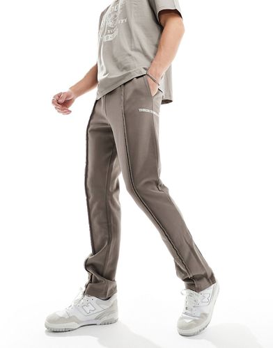 Pantalon de jogging d'ensemble droit à coutures brutes - Marron - The Couture Club - Modalova