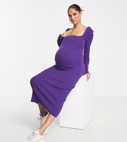 The Frolic - Robe mi-longue nervurée de grossesse à encolure arrondie - foncé - The Frolic Maternity - Modalova