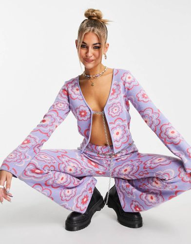 Crop top d'ensemble en maille avec lien avec chaîne et imprimé floral rétro - The Ragged Priest - Modalova