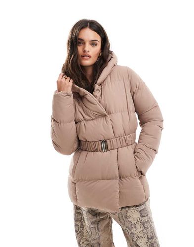 Doudoune à capuche avec fermeture sur le côté - Taupe - Threadbare - Modalova