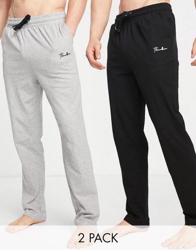 Hilson - Lot de 2 pantalons de jogging confort coupe slim - et gris - Threadbare - Modalova