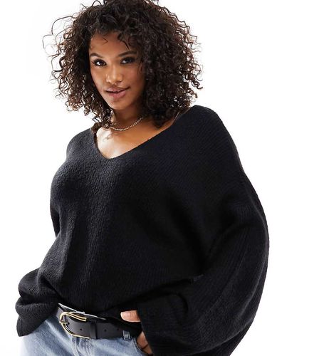 Plus - Pull ample duveteux à col en V - Threadbare - Modalova