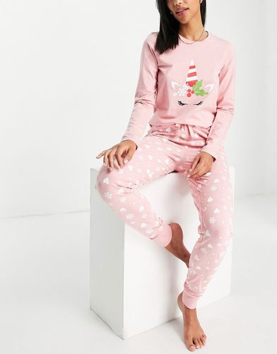 Pyjama long avec motif licorne de Noël - Threadbare - Modalova