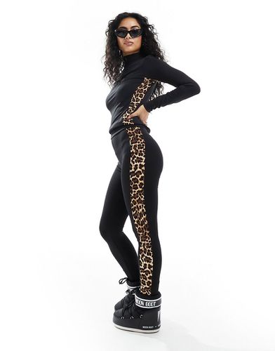 Ski - Ensemble de sous-vêtement avec top et legging à imprimé léopard contrastant - Threadbare - Modalova