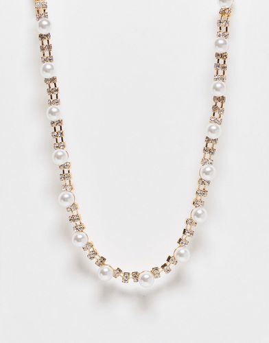 Collier chaîne à strass et perles - True Decadence - Modalova