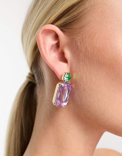Boucles d'oreilles serties de cristaux - Vert/rose - True Decadence - Modalova