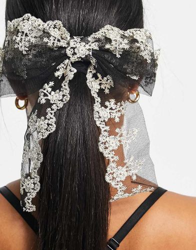 Barrette naud avec dentelle crème - Noir - True Decadence - Modalova