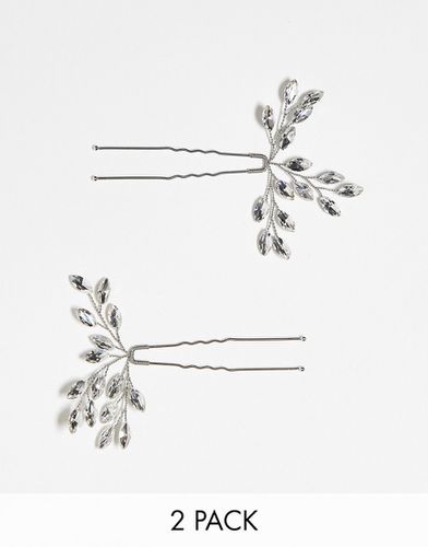 Pinces à cheveux avec fleurs serties de cristaux - True Decadence - Modalova