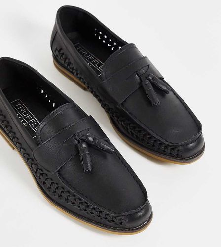 Mocassins tissés pointure large en similicuir avec pampilles - Truffle Collection - Modalova
