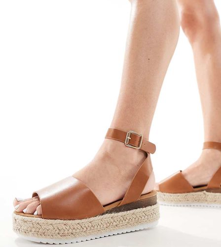 Wide Fit - Espadrilles à semelle plateforme - Fauve - Truffle Collection - Modalova