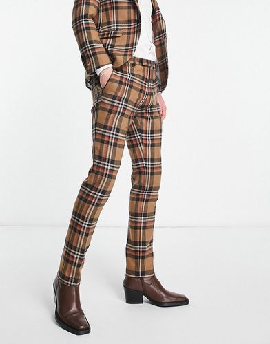 Nevada - Pantalon de costume skinny à carreaux écossais - Beige et bleu - Twisted Tailor - Modalova