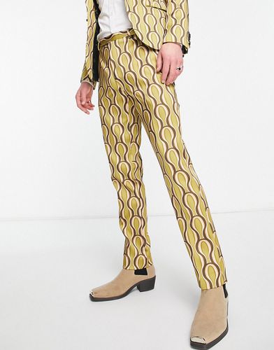 Pantalon de costume style années 70 à motif tourbillon en satin - Twisted Tailor - Modalova