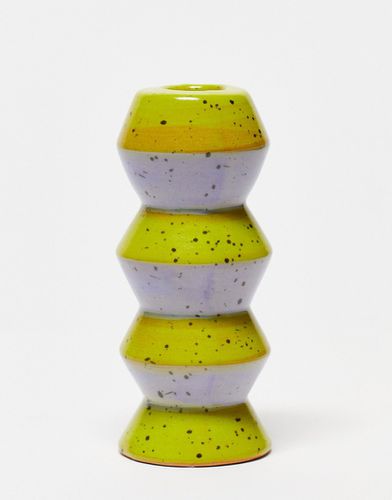 Bougeoir style pilier - Citron vert et lilas - Typo - Modalova