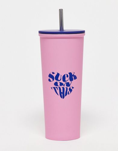Mug à smoothie avec inscription Suck On This » et paille en métal - Typo - Modalova