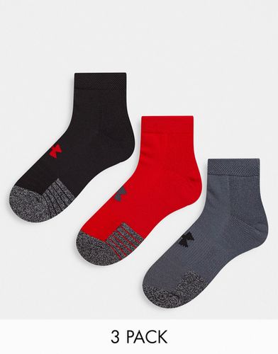 Heatgear - Lot de 3 paires de chaussettes basses - Noir et rouge - Under Armour - Modalova