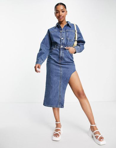 Robe chemise mi-longue en jean - Urban Revivo - Modalova