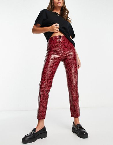 Pantalon droit en similicuir imprimé léopard - Urban Threads - Modalova