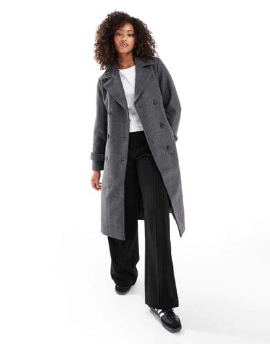 Manteau mi-long à ceinture et double boutonnage - foncé chiné - Vero Moda - Modalova