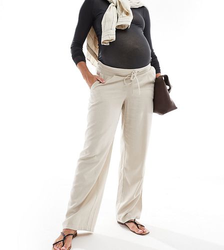 Pantalon fuselé en lin mélangé - Taupe - Vero Moda Maternity - Modalova