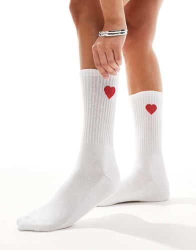 Chaussettes de sport côtelées à motif caur - Vero Moda - Modalova