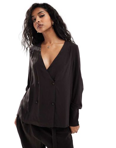 Chemise croisée d'ensemble en satin - Chocolat - Vero Moda - Modalova