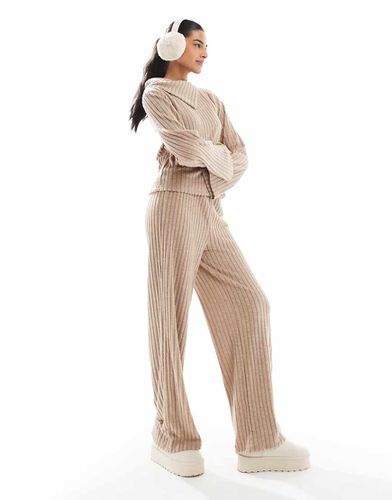 Pantalon large d'ensemble en jersey côtelé - Beige - Vero Moda - Modalova