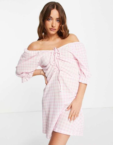 Robe courte style folk à carreaux vichy et lien noué à l'avant - Vero Moda - Modalova