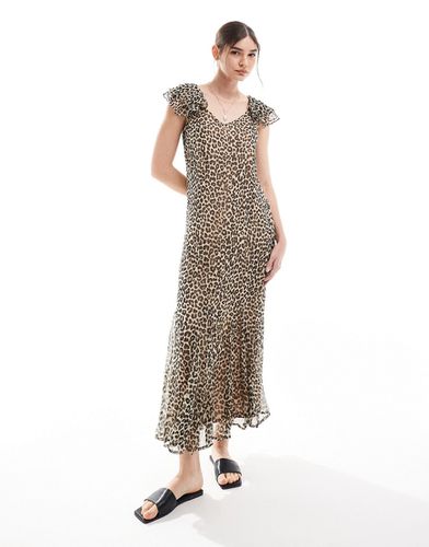 Robe longue à manches volantées et imprimé léopard - Vero Moda - Modalova