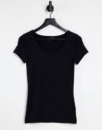 T-shirt ajusté à encolure dégagée en coton - - BLACK - Vero Moda - Modalova