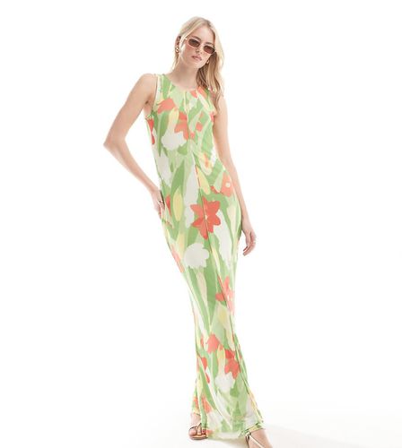 Robe en tulle sans manches à bords ondulés et imprimé fleurs - Vert - Vero Moda Tall - Modalova