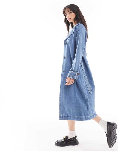 Trench-coat ceinturé en denim - moyen délavé - Vero Moda - Modalova