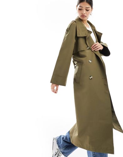 Trench-coat long à ceinture et col montant - Kaki - Vero Moda - Modalova