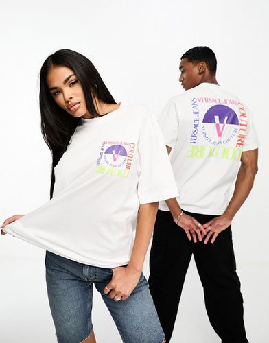 T-shirt unisexe avec emblème carré imprimé au dos - Versace Jeans Couture - Modalova