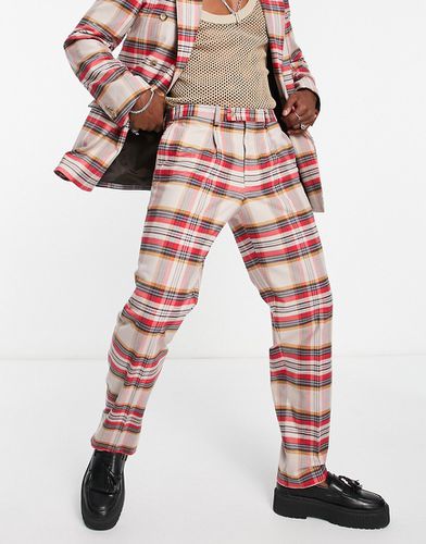 Valle - Pantalon de costume large décontracté à carreaux - Beige et rouge - Viggo - Modalova