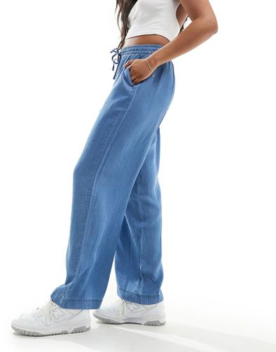 Pantalon large en chambray avec liens noués à la taille - Vila - Modalova