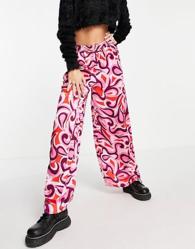 Pantalon large en satin avec imprimé tourbillon - Rose - VIOLET ROMANCE - Modalova