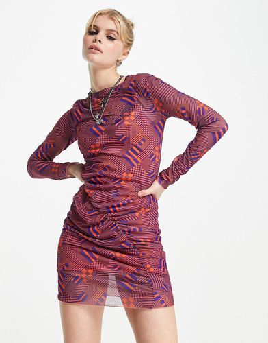 Robe courte en tulle à imprimé géométrique - Violet Romance - Modalova
