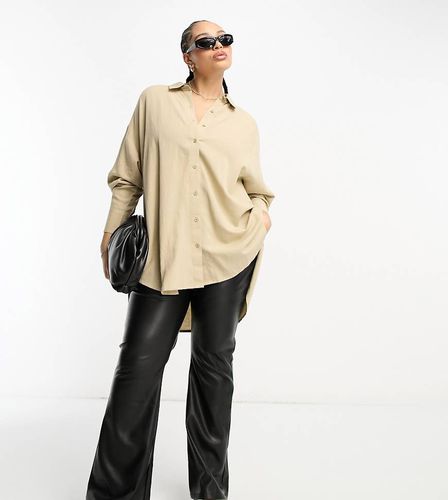 Chemise oversize aspect lin - Taupe - Yours - Modalova