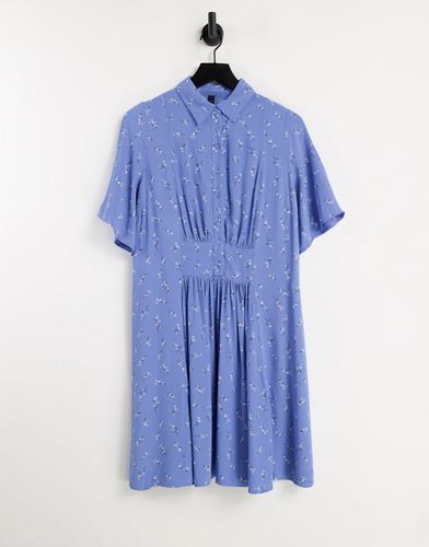 Robe chemise courte à imprimé floral et manches kimono - Bleu - Y.a.s - Modalova