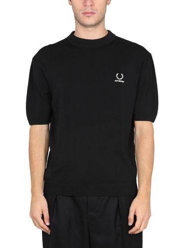 Knitted t-shirt with logo embroidery - fred perry x raf simons - Modalova