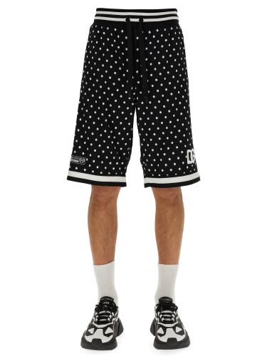 Jogging bermuda shorts with polka dot print - dolce & gabbana - Modalova