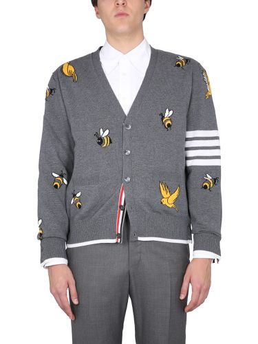 Cardigan with birds and bees inlays - thom browne - Modalova