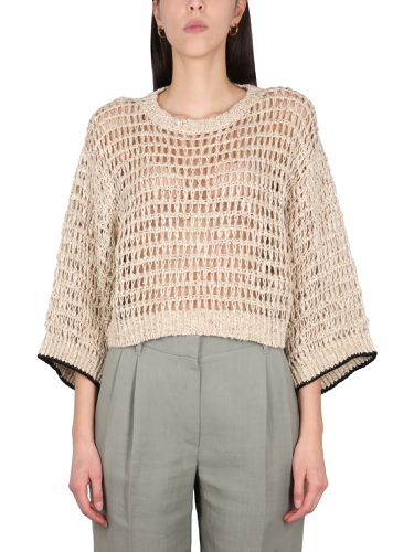 Mesh crew neck jersey - brunello cucinelli - Modalova