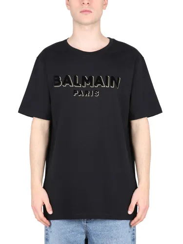 Flocked and metallic logo t-shirt - balmain - Modalova