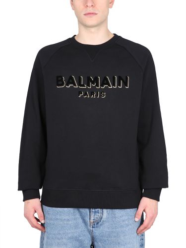 Flocked and metallic logo sweatshirt - balmain - Modalova