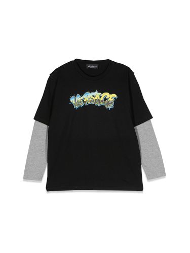 Long sleeve insert logo t-shirt - versace - Modalova